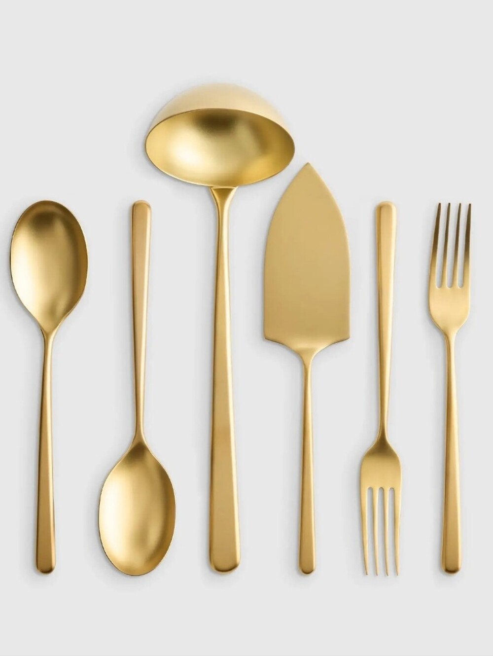 NEW! Quince- Sambonet Gia Minimalist 6 Piece Brushed Gold Serving Set! (X66)